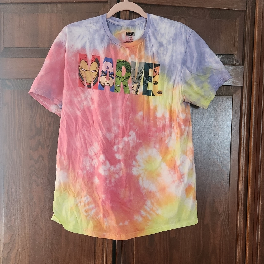 Upcycled-Tie-Dye- Mandala- Marvel men's tee shirt